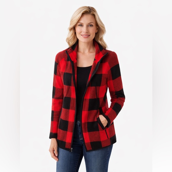 Adrienne Vittadini Jackets & Blazers - Adrienne Vittadini Red and Black Checkered Jacket